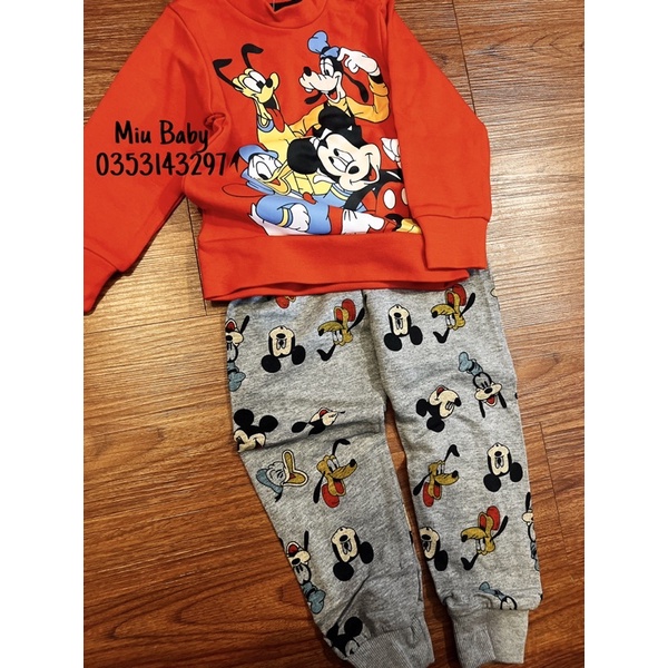 Set bộ Mickey đỏ phối xám bé trai