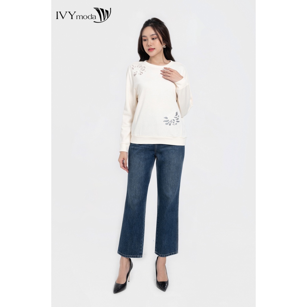Áo thun nữ hoa voan xuyên thấu IVY moda MS 58M8021
