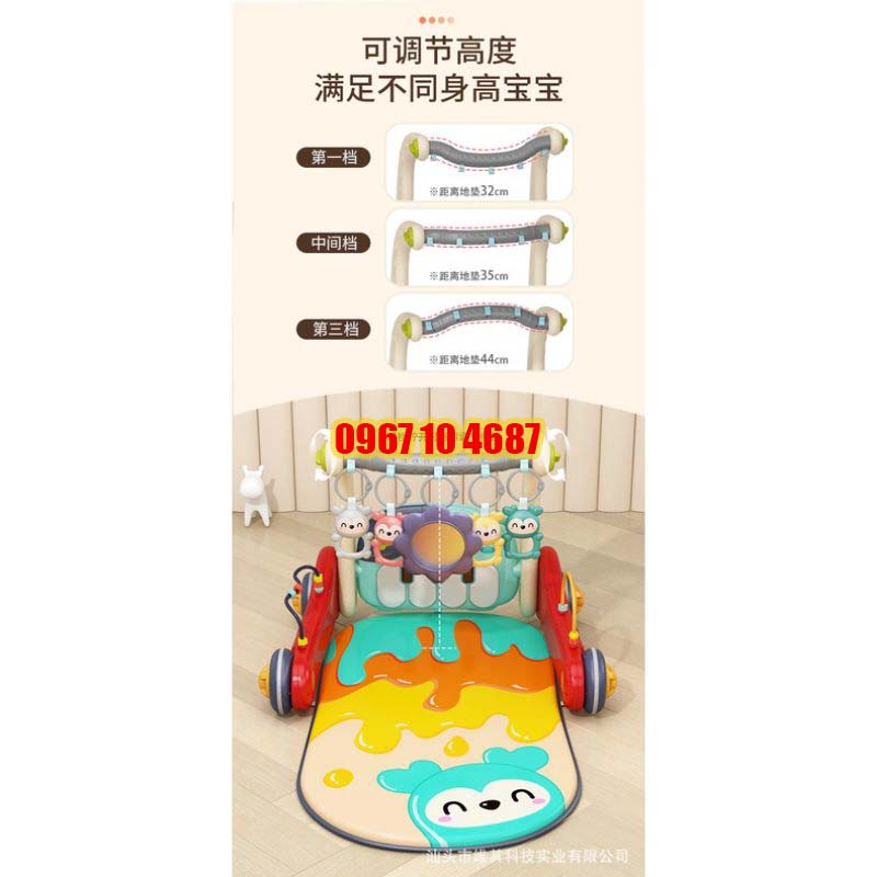 Thảm đạp nhạc, thảm nhạc đa năng 2 mặt kiêm xe tập đi 3in1 cho bé