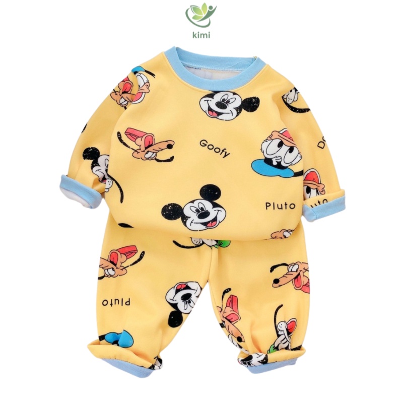 COMBO 3 Bộ Thu Đông Thun Lạnh Lót Nỉ Cho Bé Trai Bé Gái Trẻ Sơ Sinh 3-18kg kimi shop