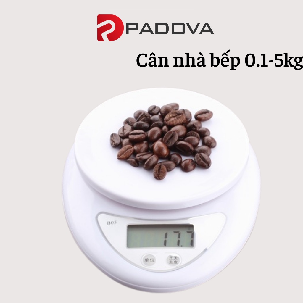 Cân Tiểu Ly Điện Tử Nhà Bếp Mini Định Lượng 1g-5kg Độ Chính Xác Cao PADOVA 3552