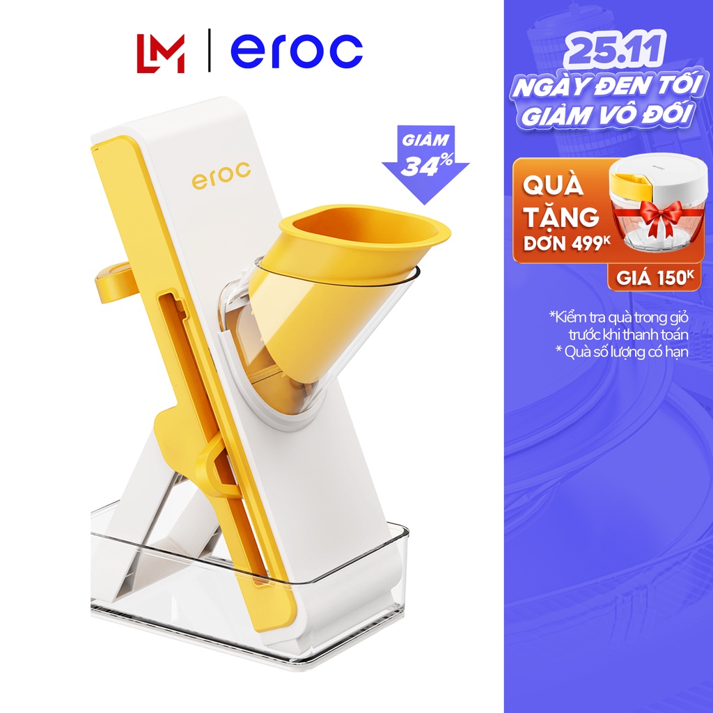 Dụng Cụ Cắt Lát Rau Củ, Thái Thịt Đông Lạnh Eroc V-KT-VC01 Có Hộp Nắp Đậy Chứa Rau Củ VEGETALBE SLICER - Hàng Chính Hãng