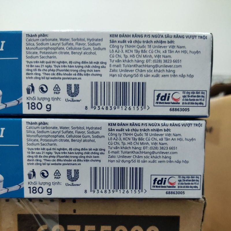 Kem đánh răng p/s180g tặng kèm