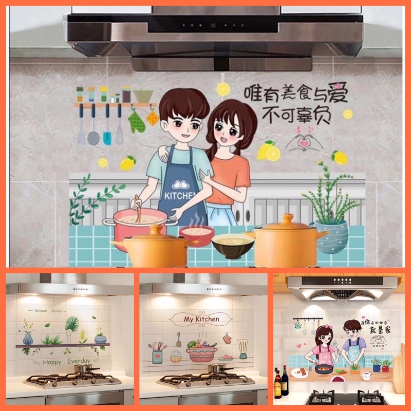 Decal giấy dán bếp cách nhiệt, chống dầu mỡ, kích thước 60*90