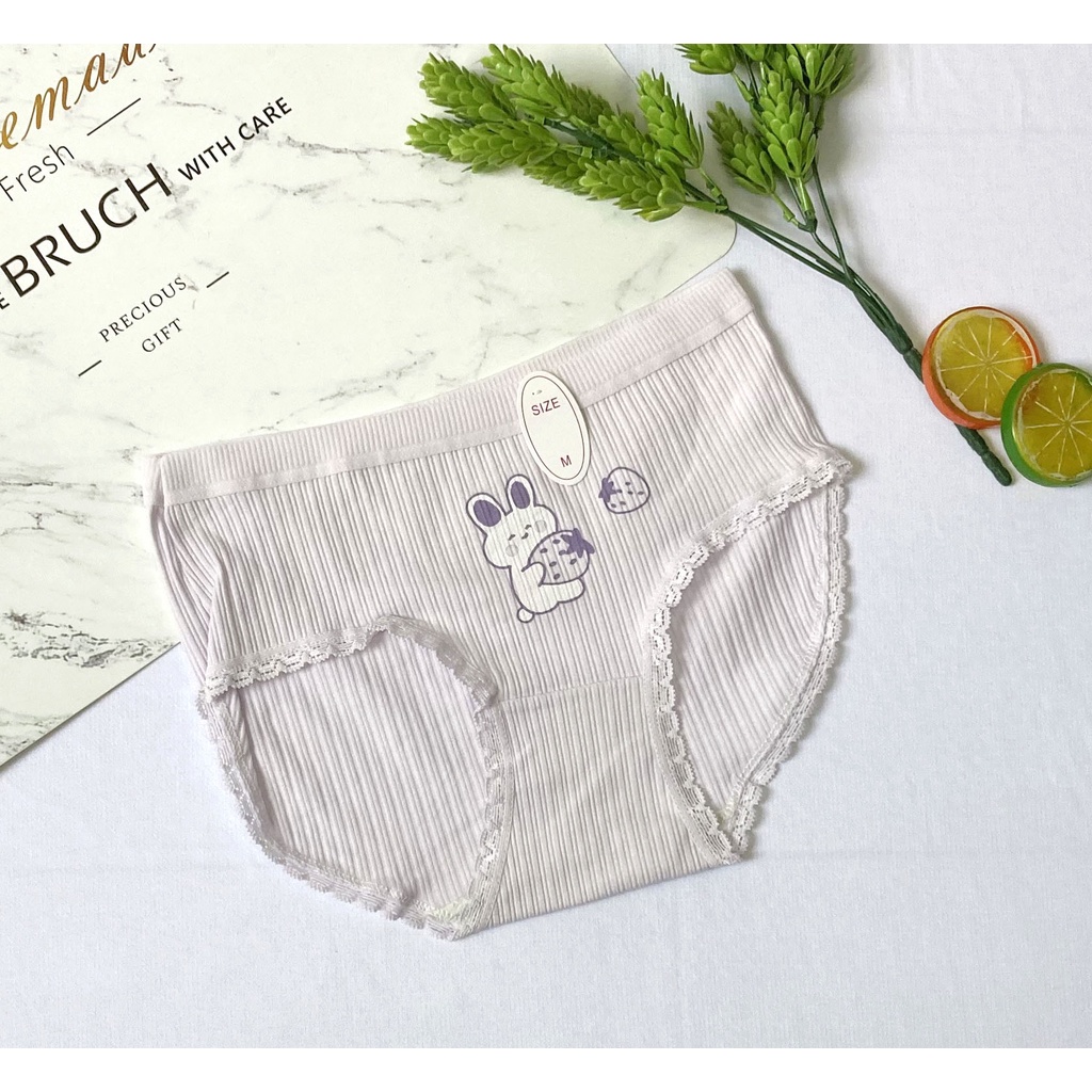 Set 5 Quần lót thun cotton họa tiết xanh 30kg đến 50kg cho bé gái - QC11
