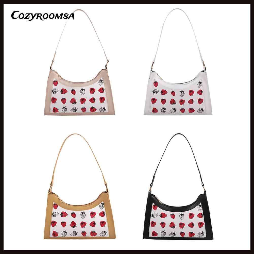 Túi Xách Da PU In Họa Tiết Dâu Tây Thời Trang Cho Nữ