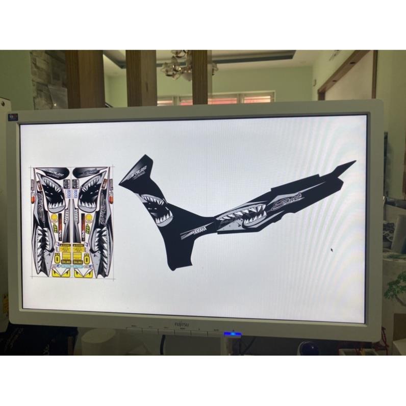 DECAL PVC 5 LỚP CHẤT LƯỢNG CAO Tem rời Elegant 2016 cá mập bạc đen