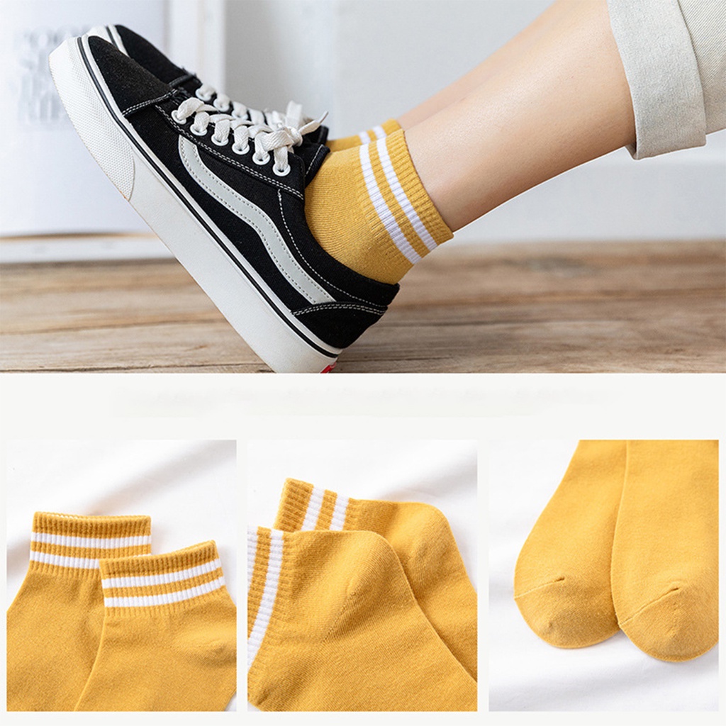 Tất Vớ Nữ Trơn Cổ Lỡ Loại Dày Basic Màu Pastel Cổ Viền Trắng - Mã D1R22