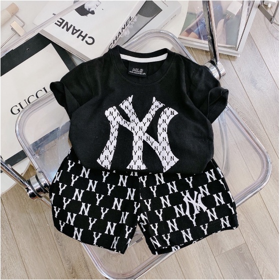 Bộ Quần Áo Cộc Tay In N Y Cho Bé Trai Chất Cotton Cực Mát - BE KOREA