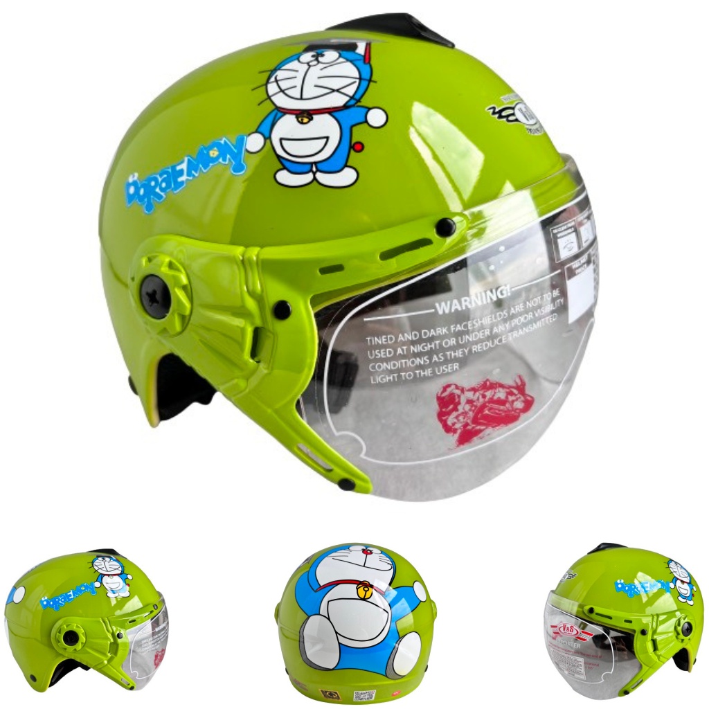 Mũ bảo hiểm trẻ em V&S Helmet - VS103KS Doreamon xanh lá - Phù hợp với bé từ 2 đến 5 tuổi, Bé nặng dưới 18kg