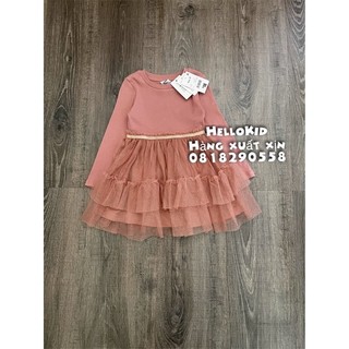 Váy hồng cam ren bé gái