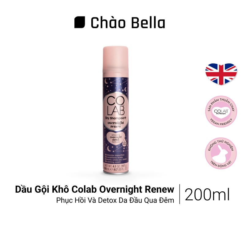 Dầu Gội Khô COLAB+ Tái Tạo Và Phục Hồi Detox Mái Tóc Qua Đêm Thư Giãn Với Long Diên Hương Và Đậu Tonka 200ml/chai