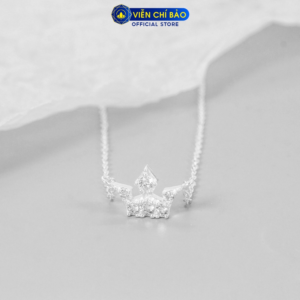Dây chuyền bạc nữ Vương miện đính đá chất liệu bạc 925 thời trang phụ kiện trang sức nữ Viễn Chí Bảo D400608