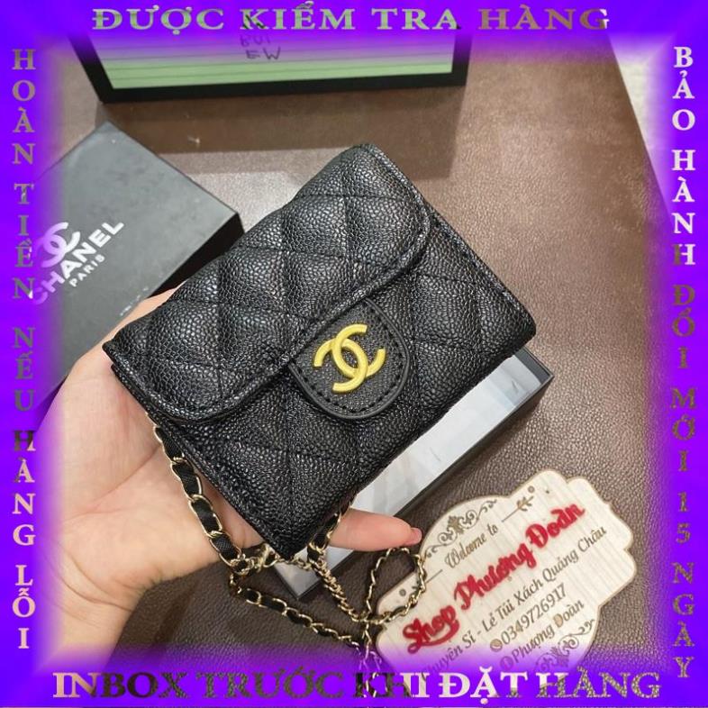 Ví mini trần ô kèm dây đeo full box nguyenminh