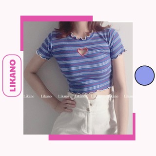 Áo croptop khoét tim sọc nhiều màu LIKANO CRT56