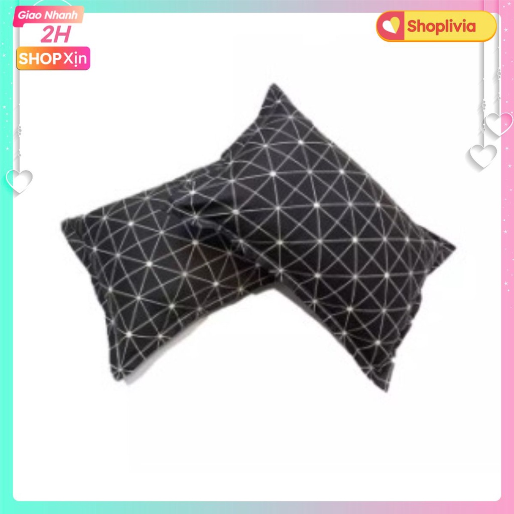 Combo 2 vỏ gối nằm cotton poly siêu xinh-shoplivia-mẫu kẻ bàn cờ