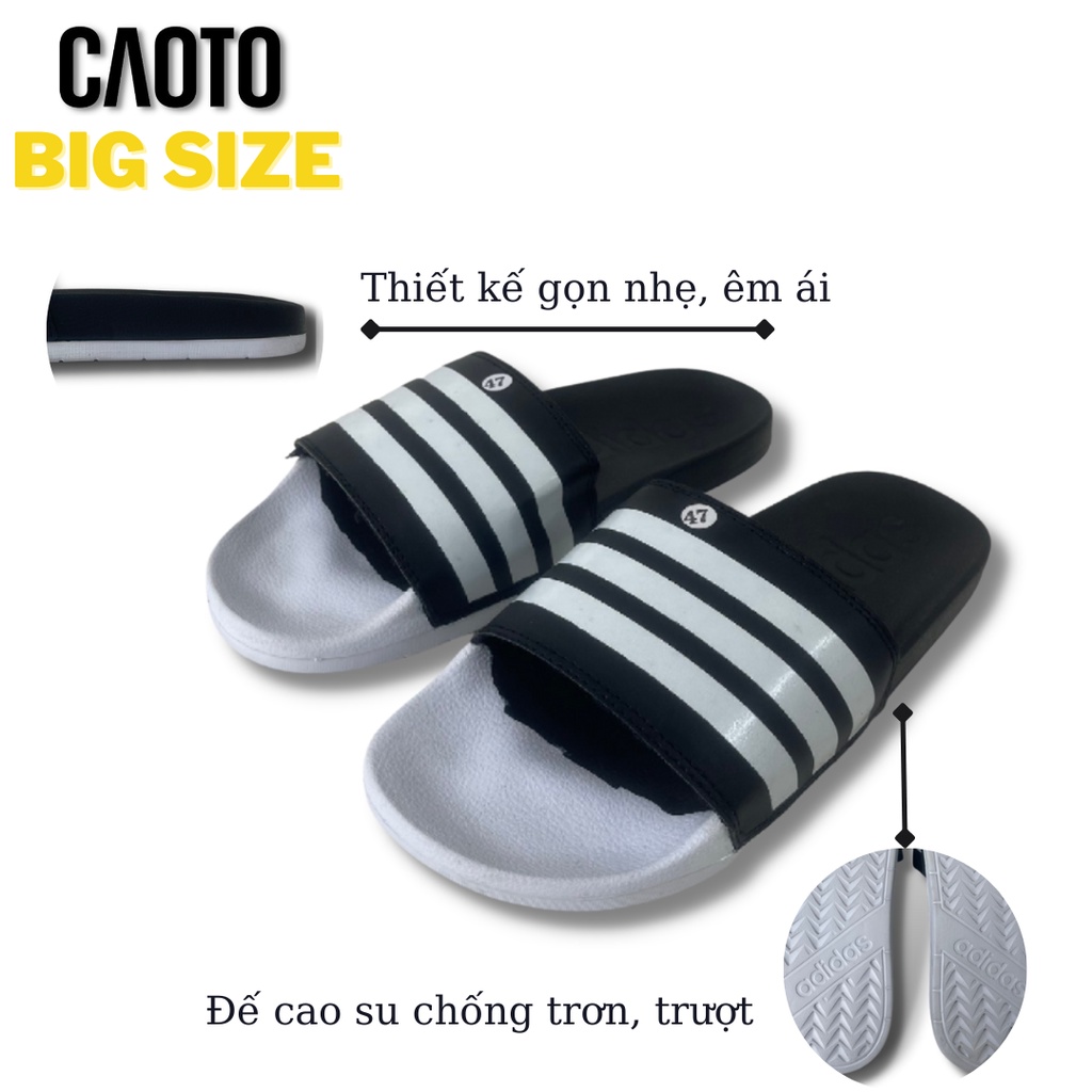 Dép Quai Ngang Kino Đế Êm Màu Đen Mũi Trắng Big Size Nam - Dép Quai Ngang Big Size Nam 45 46 47 48