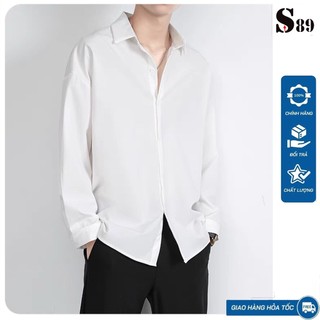 Áo sơ mi dài tay nam nữ form rộng - kiểu sơ mi cổ bẻ unisex Hàn Quốc, chất vải lụa dãn