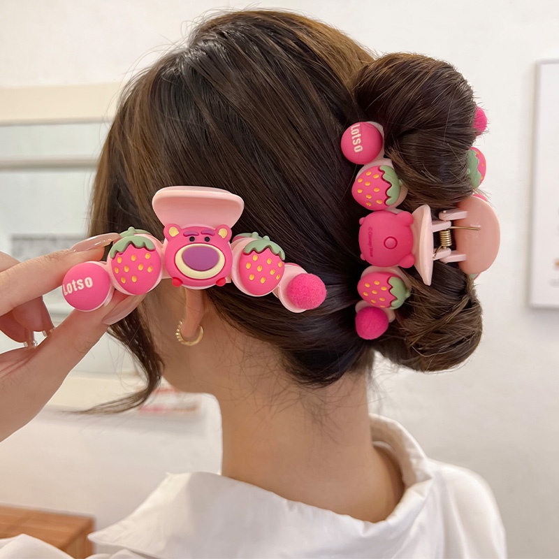 Kẹp Tóc Hình Gấu / Cá Mập Màu Hồng Dễ Thương Phong Cách Hàn Quốc Cho Nữ