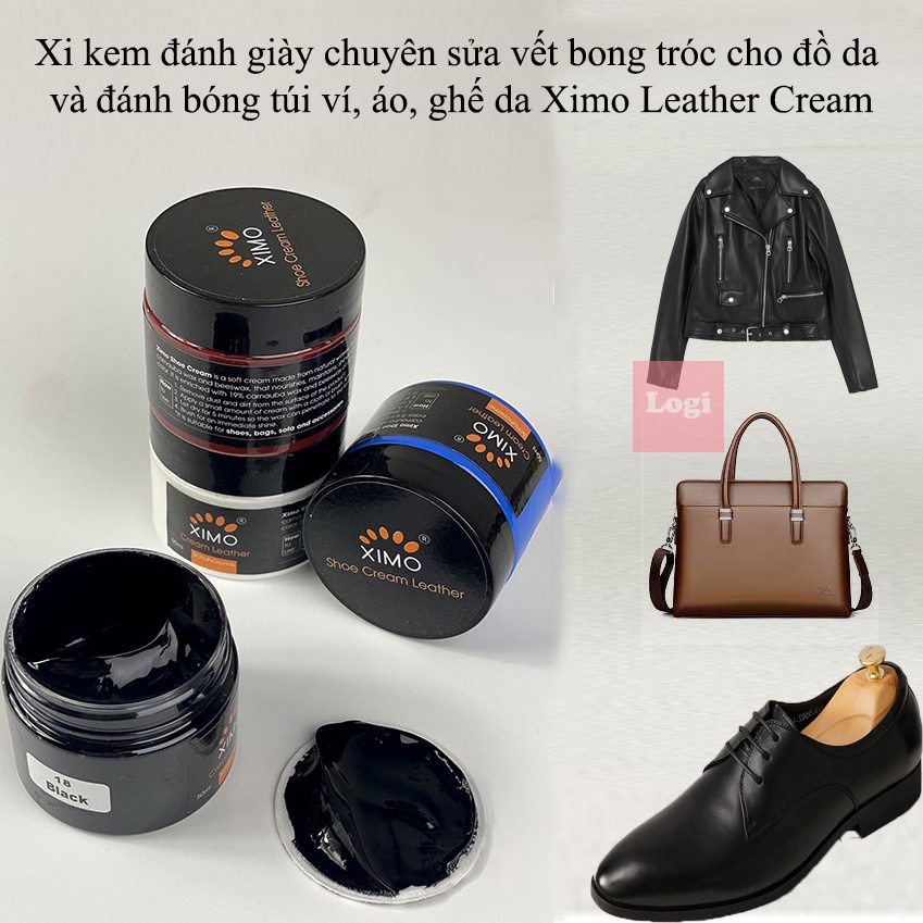 Xi kem đánh giày chuyên sửa vết bong tróc cho đồ da và đánh bóng túi ví, áo, ghế da Ximo Leather Cream (50ml) XDG02