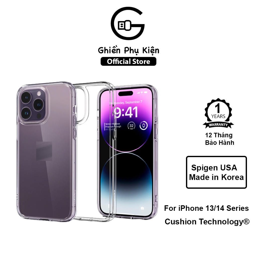 Ốp Lưng Trong Suốt Spigen Ultra Hybrid Crystal Clear Dành Cho iPhone 14 Series