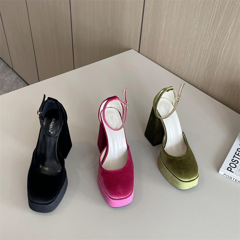 Xăng đan Cao Gót 13CM Mũi Tròn Phong Cách Hàn Quốc