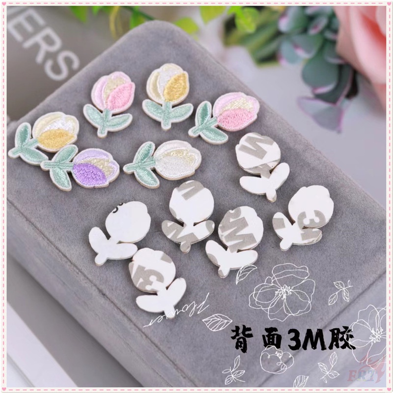 ✿ Miếng Dán Trang Trí Hình Hoa Tulip Xinh Xắn ✿ 1 Miếng Dán Ủi Lên Quần Áo & Túi Xách Thêu Hình Chim Ruồi