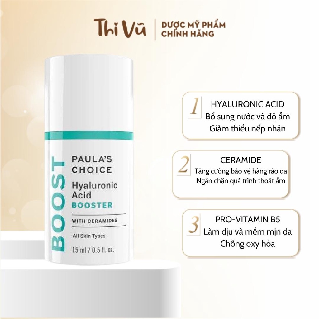 Tinh chất cấp nước làm căng bóng da Paula’s Choice Hyaluronic Acid Booster 15ml