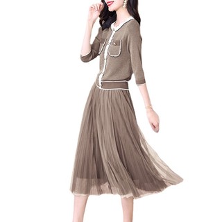 Bộ Đầm Hai Mảnh Áo Dệt Kim Tay Dài Phong Cách Pháp Thời Trang Mùa Thu H4477 HC1 2023