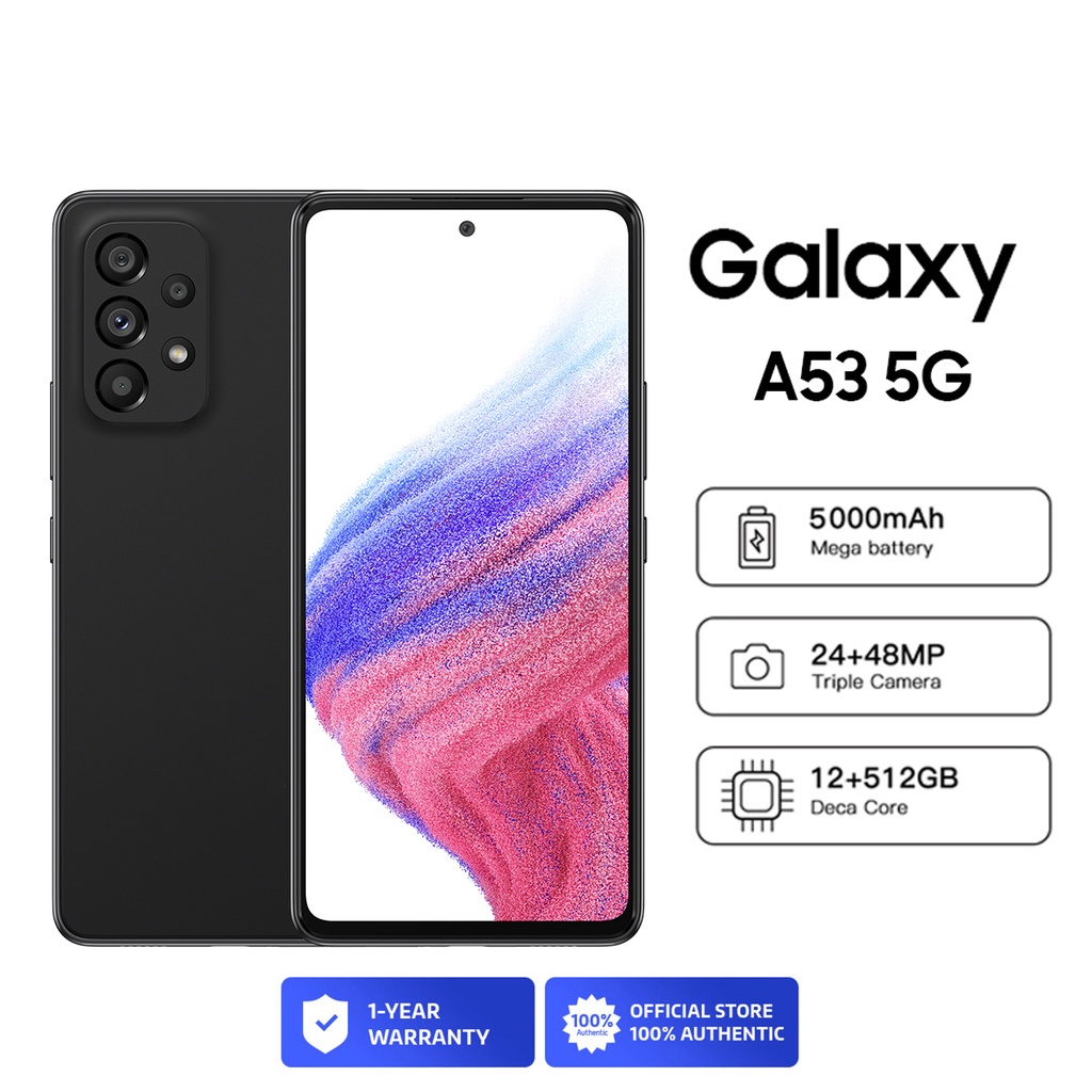 Điện thoại di động mới Galaxy A53 5G (12G / 512G) chơi game màn hình lớn camera HD phiên bản 2022 hỗ trợ COD