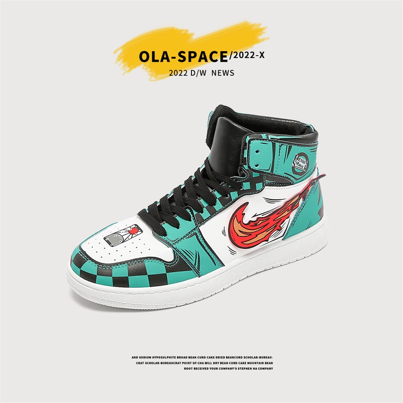 Giày Sneaker Nam Cổ Cao In Hình Anime Demon Slayer Kokushibou Thoải Mái Thời Trang Mới
