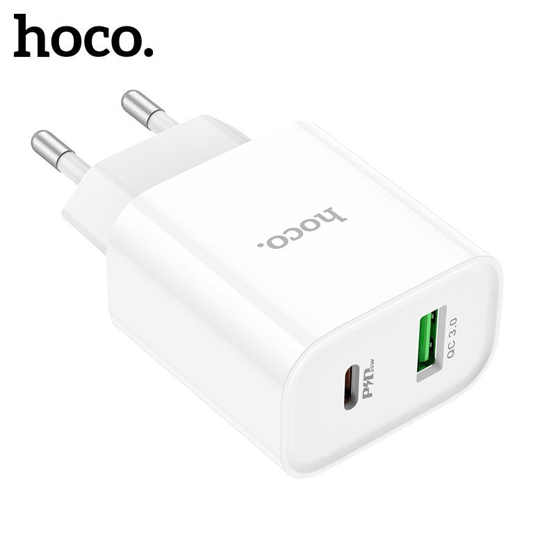 Củ sạc nhanh 20W Hoco C80A Plus 2 cổng USB/18W - PD 20W hố trợ sạc nhanh cho Smartphone