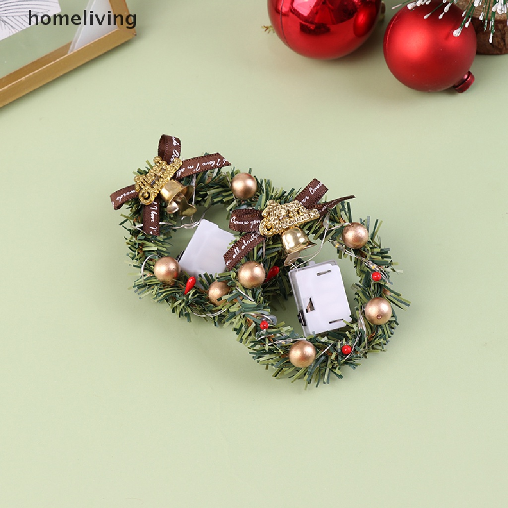 Vòng Hoa Giáng Sinh Có Đèn Tỉ Lệ 1: 12 1 / 6 Trang Trí Nhà Búp Bê