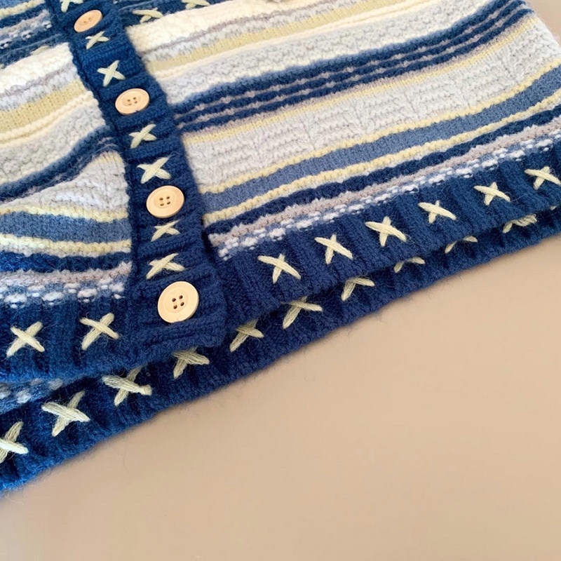 IELGY Áo cardigan Dệt Kim Cổ Tròn Dáng Rộng Màu Xanh Dương Thời Trang Cho Nữ