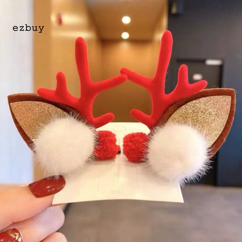 Ezbuy 1 Cặp Kẹp Tóc Sừng Hươu Màu Sắc Sống Động Tinh Tế Trang Trí Giáng Sinh Cho Nữ