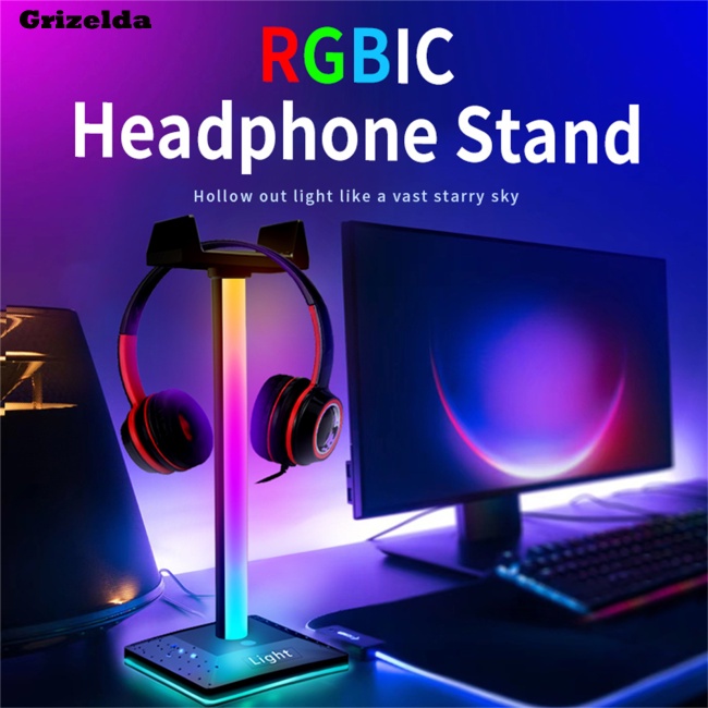 Giá Đỡ Tai Nghe Đứng Có Đèn Led Nhám Giắc Cắm 3.5mm Dành Cho Game Thủ