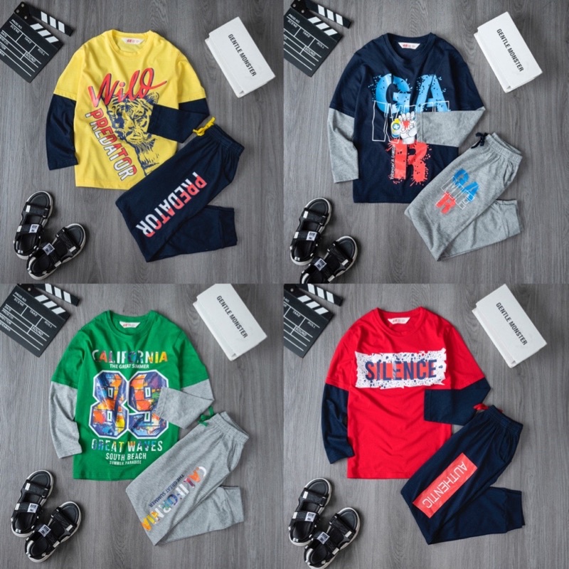 ❌❌ HÀNG MỚI VỀ ⚡️ Bộ dài tay thun cotton mềm mịn bé trai xuất dư size đại 27-56kg form to