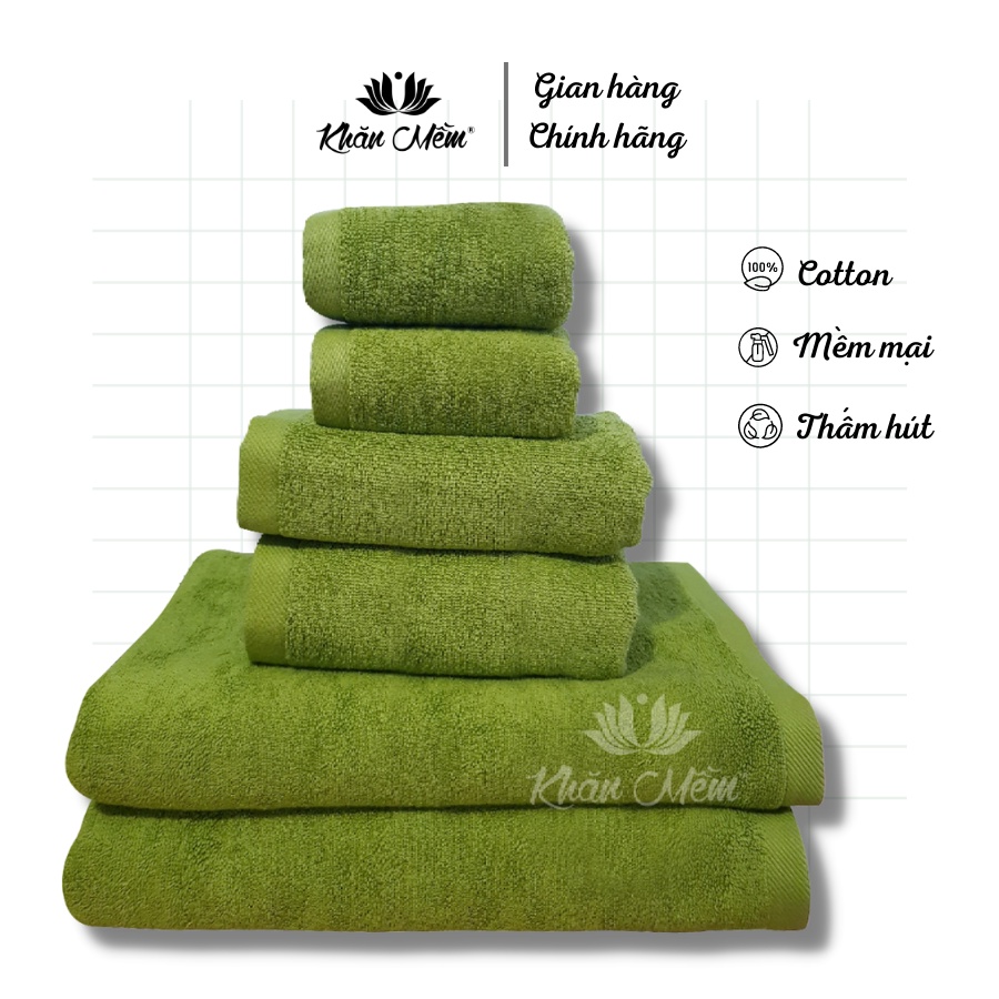 Bộ Combo 6 Khăn Cao Cấp Khăn Mềm Cổ Điển 100% Cotton, Không Ra Màu, Không Xổ Lông, Thấm Hút Nước Siêu Tốt