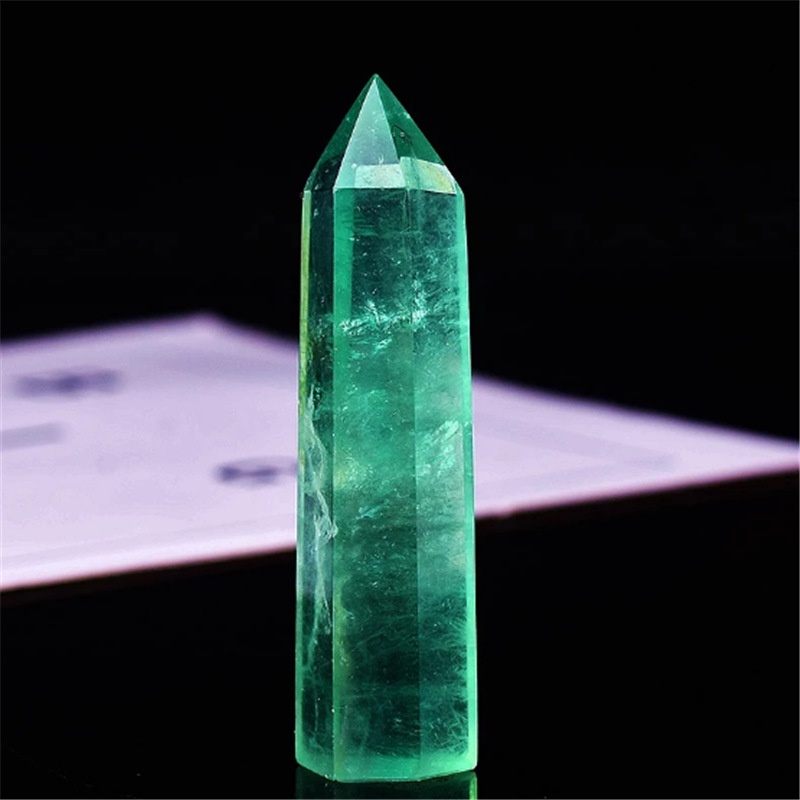 Cột Đá Fluorite Lục Giác Màu Xanh Lá Tự Nhiên 100% Dùng Trang Trí Phòng