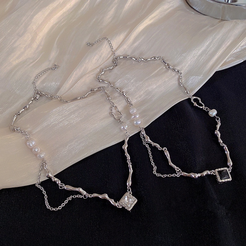 Vòng cổ Baroque Đính Ngọc Trai Đen Zircon Phong Cách Hip-Hop Dễ Phối Đồ Cho Nữ