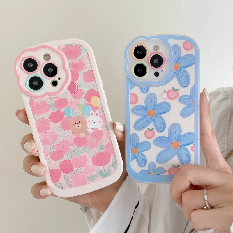 Ốp Điện Thoại TPU In Hình Hoa Tulip Bảo Vệ Ống Kính Máy Ảnh Toàn Diện Cho Apple Iphone 13 14
