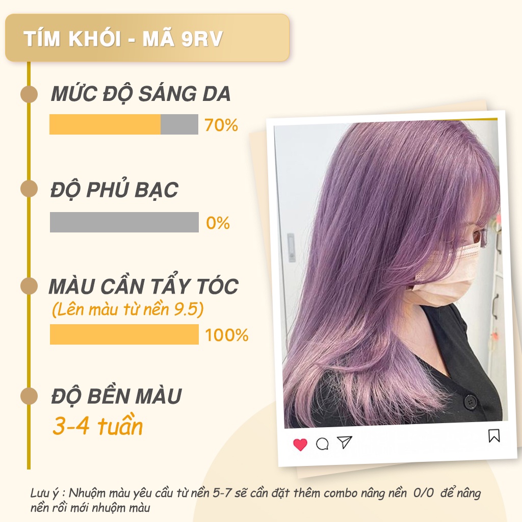 Combo màu TÍM KHÓI màu nhuộm nhiều dưỡng KamiLD cần tẩy tóc, dễ nhuộm không khô mùi thơm