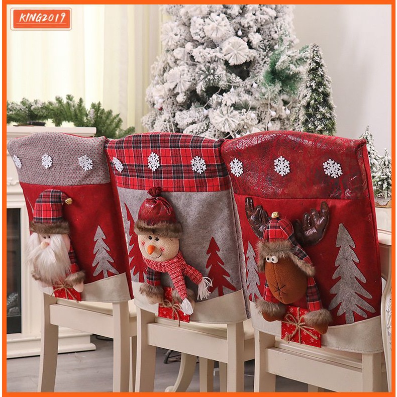 Cá Tuyết 2023 Xmas Năm Mới Giáng Sinh Bọc Ghế Với Dệt Kim Nai Sừng Tấm Ông Già Noel Búp Bê Xmas Trang Trí Nhà Ăn Trang Trí Phòng đảng Người Tuyết Santa Hươu Phân Bọc