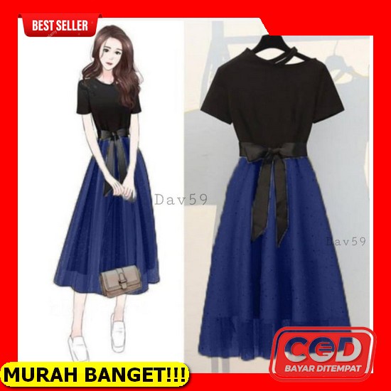 Cửa Hàng Beb Shopp ~!! Yunita Đầm Midi Thổ Cẩm Dày Dặn Đảm Bảo Thật & Đầm Dự Tiệc Hàn Quốc / Dres / Cho Nữ Sexsi Tuổi Teen / Đầm Dự Tiệc Tùng