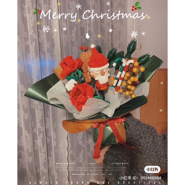 Đồ chơi lắp ráp Hộp Nhạc Bó Hoa Cây Thông Sembo blocks  quà tặng giáng sinh cho người thân siu cute dễ thương