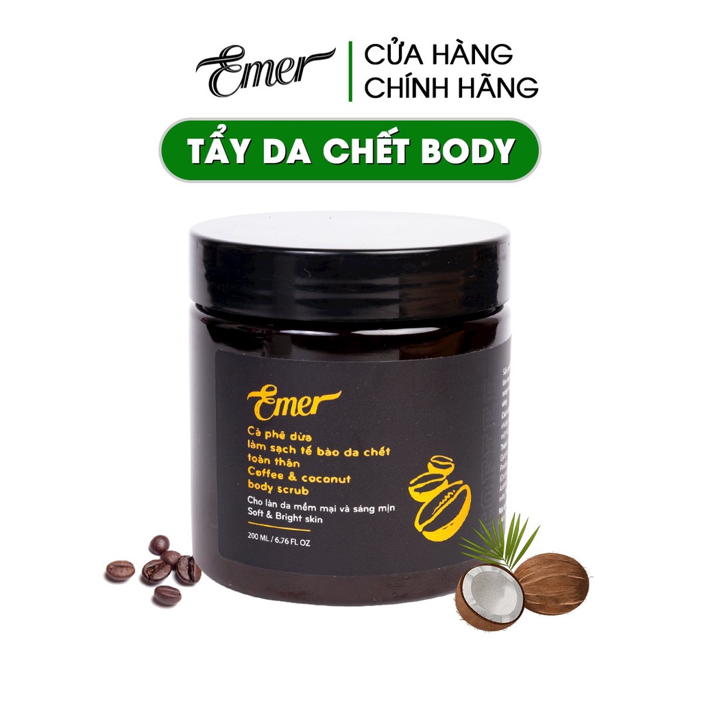 Tẩy tế bào chết body cà phê dừa cho da sáng mịn và đều màu hơn cafe Emer Garin 200ml