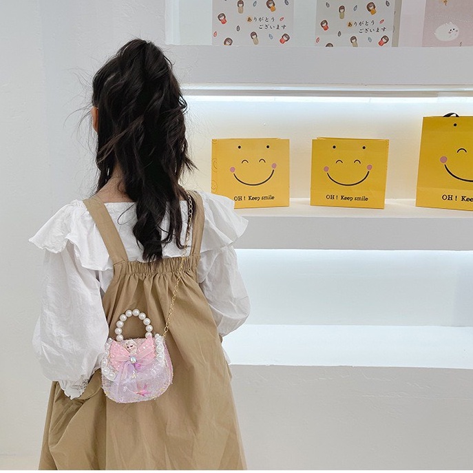 Túi Đeo Chéo Công Chúa Cho Bé Gái WOWKIDS Quai Ngọc Phong Cách Hàn Quốc