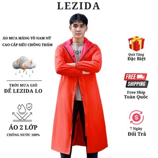 Áo mưa măng tô bộ người lớn 1 người siêu chống thấm 2 lớp LEZIDA MTDC01