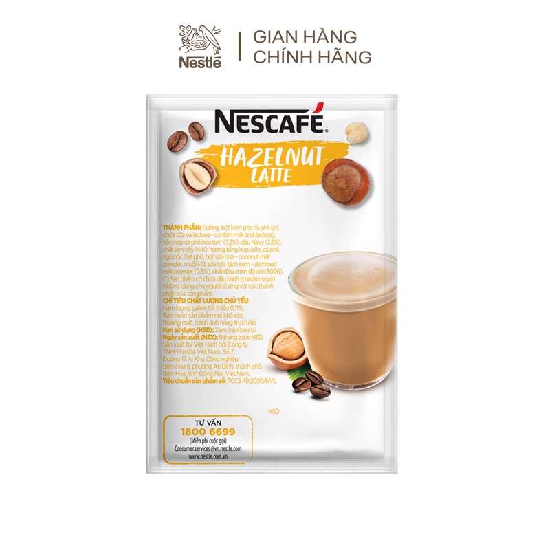 Combo 3 hộp Cà phê hòa tan NESCAFÉ Latte vị Hạt Phỉ BAO BÌ MỚI (Hộp 10 gói x 24g)