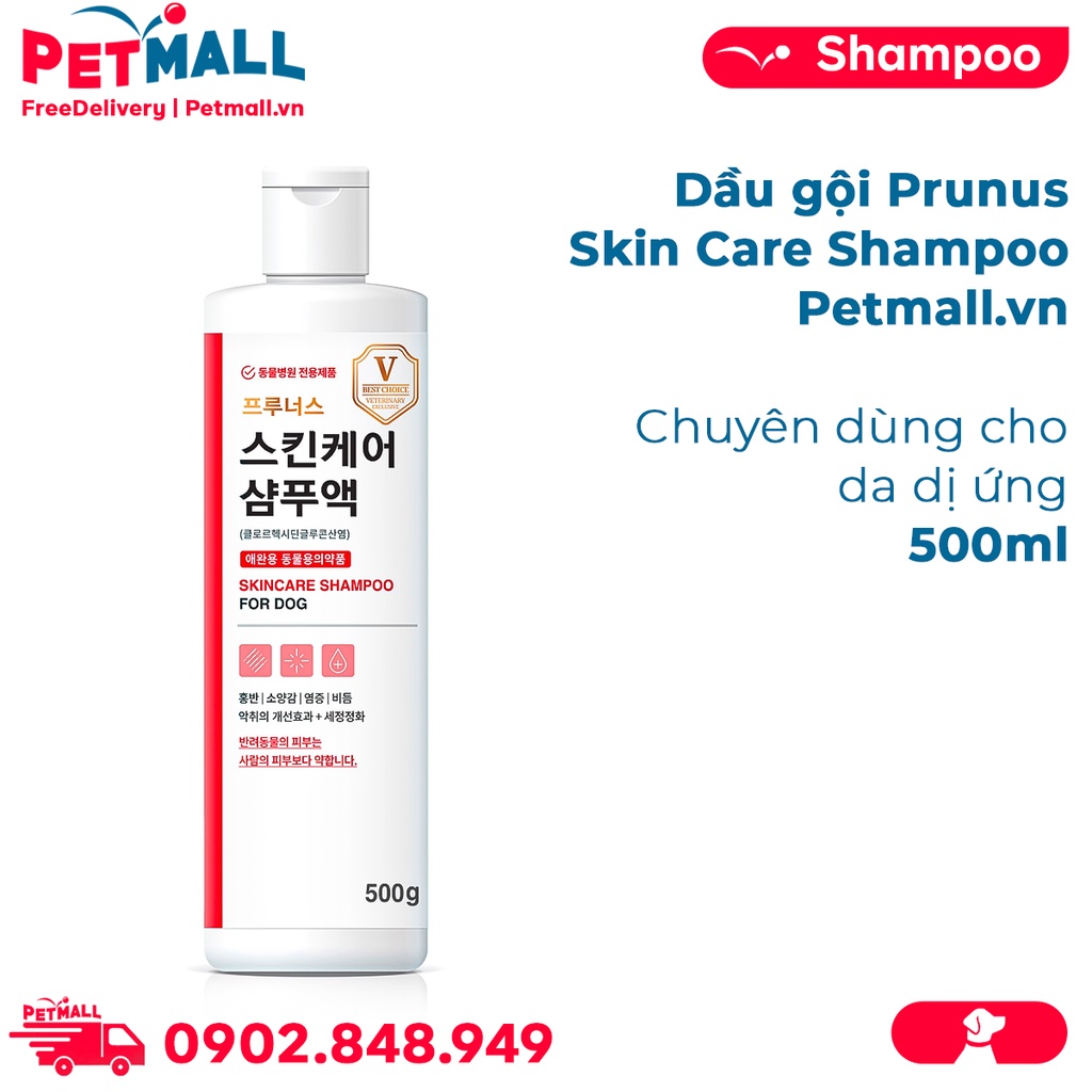 Dầu gội Prunus Skin Care Shampoo 500ml - Chuyên dùng cho da dị ứng Petmall